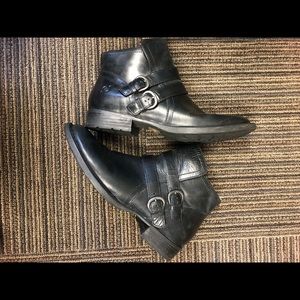 Born black buckle ankle boots